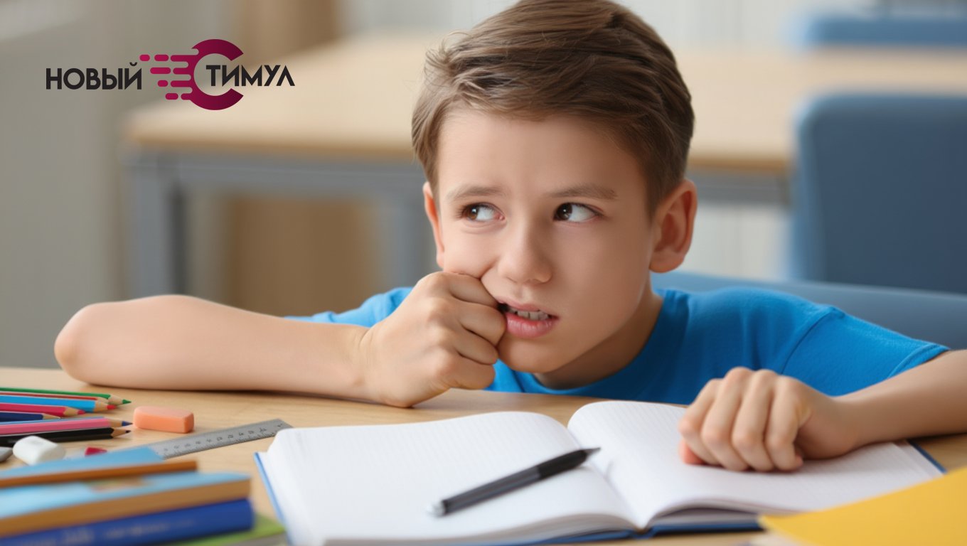 Ребенок рукой держит щеку